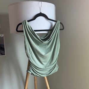 Abercrombie & Fitch Sage Green Drape Neck Tank Top